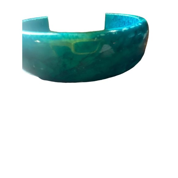 VTG Wide Turquoise Teal Color Plastic Bangle - Picture 3 of 6